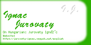 ignac jurovaty business card